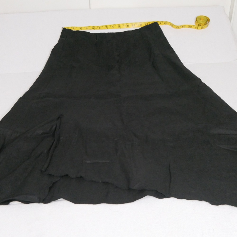 Sara Isabella Womens Midi Skirt 8 Black Linen Dark Academia Classic Minimalist
